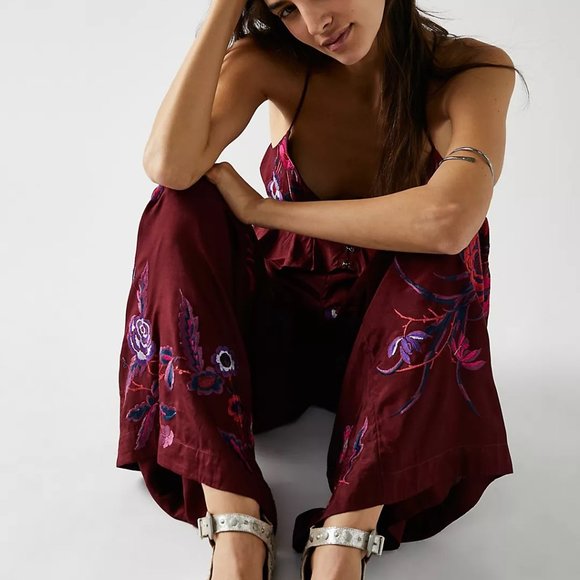 Free People Mimi Embroidered Set in Brandy Road - Picture 7 of 9